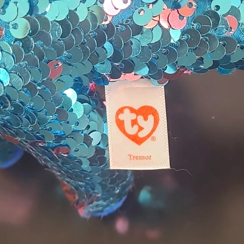 TY Beanie Baby Flippables TREMOR Dinosaur Blue Pink Sequins 6" NASA SpaceX - Picture 4 of 16